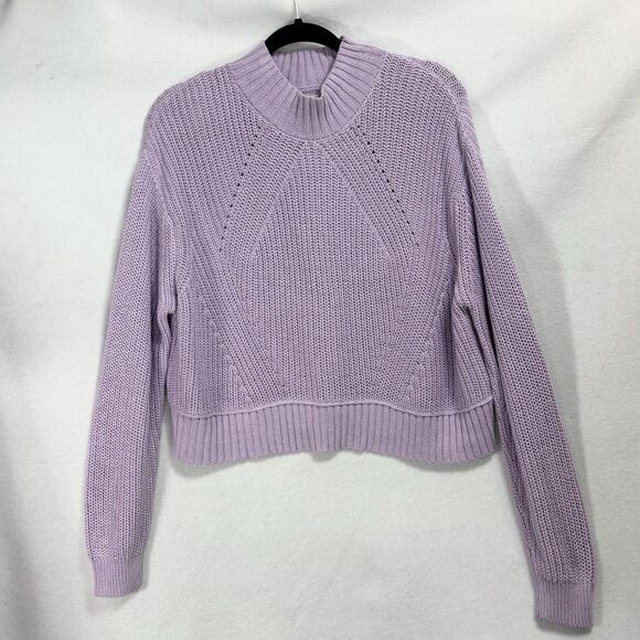 Aeropostale Cropped Cable Knit Sweater Purple Oversized Relaxed Chunky - Picture 2 of 7